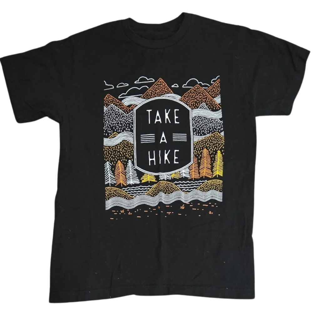 Black Graphic T-Shirt - Take A Hike Design